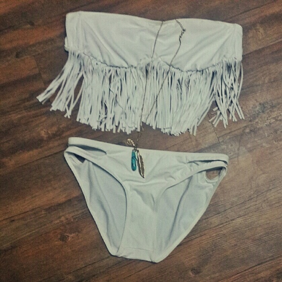 White fringe bikini