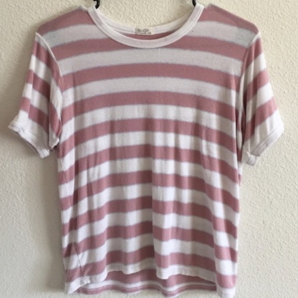 Brandy Melville pink and white striped shirt