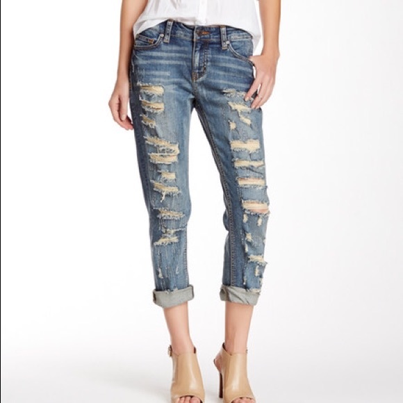 Denim mid-rise sexy boyfriend stretch crop jean 0