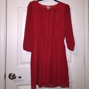 red loose fitted dress