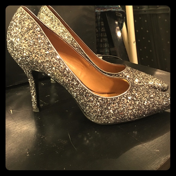 Nine West Silver/Grey Sparkle High Heels size 7M