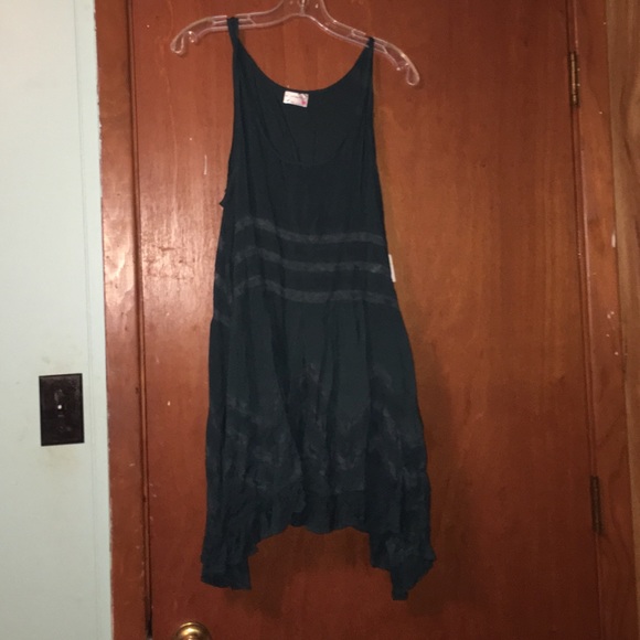 Dark Teal Lace and Voile Free People Slip