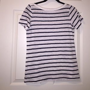 blue and white stripped blouse