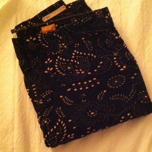 Printed corduroy skinnys