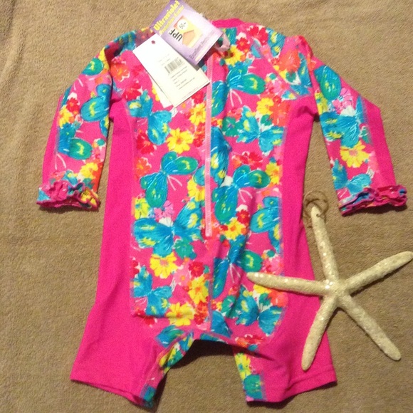 Butterfly Kids UPF Protection One Piece Swimsuit - Picture 3 of 5