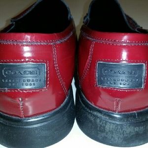 Gorgeous gently used ladies red Coach Loafers!