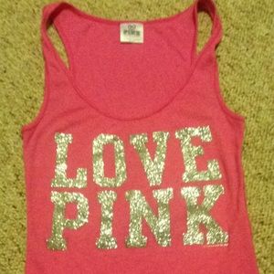 Victoria's Secret Pink and Silver Glitter Tank Top