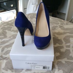Calvin Klein Cobalt Suede Pumps