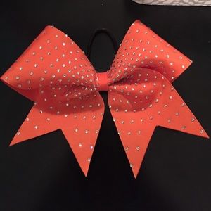 orange with rhinestones cheer bows