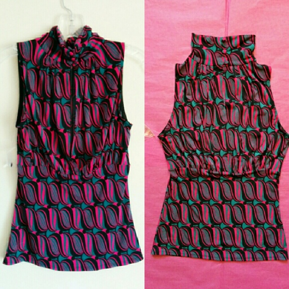 Bisou Bisou Art Geometric Keyhole Sleeveless sz S - Picture 3 of 6