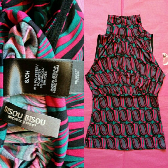 Bisou Bisou Art Geometric Keyhole Sleeveless sz S - Picture 4 of 6