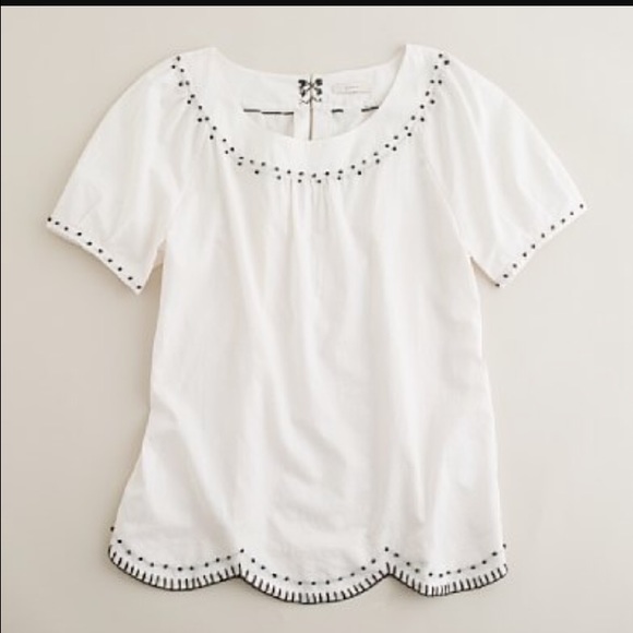 J. Crew Tops - J. Crew Bevin Beaded and Embroidered Blouse