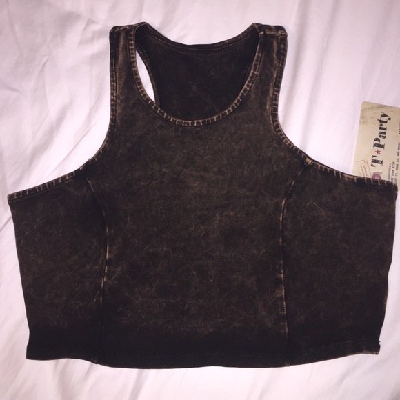 T Party Crop Top in distressed brown
