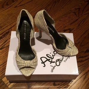 alice + olivia Gigi Pinstripe Snake Embossed Pump