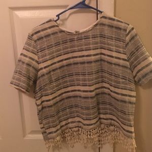 Blouse with crochet design at the end