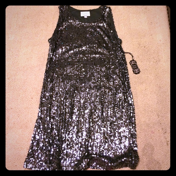 Gunmetal sequin dress