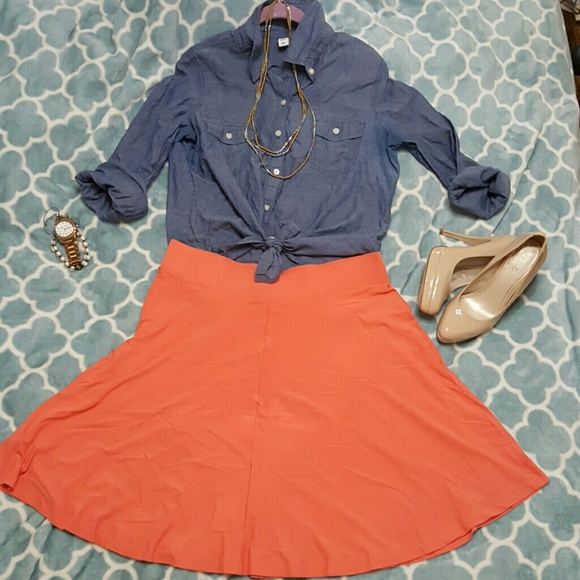 Loft Coral Circle Skirt