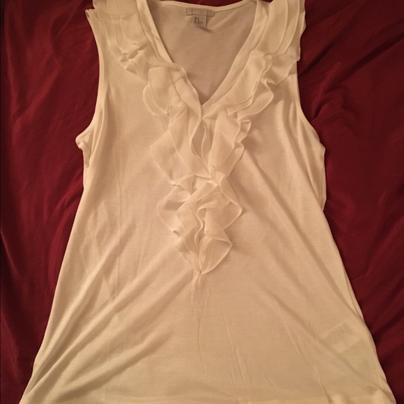 Ruffle white tank