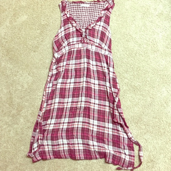 Pink/ burgundy flannel dress