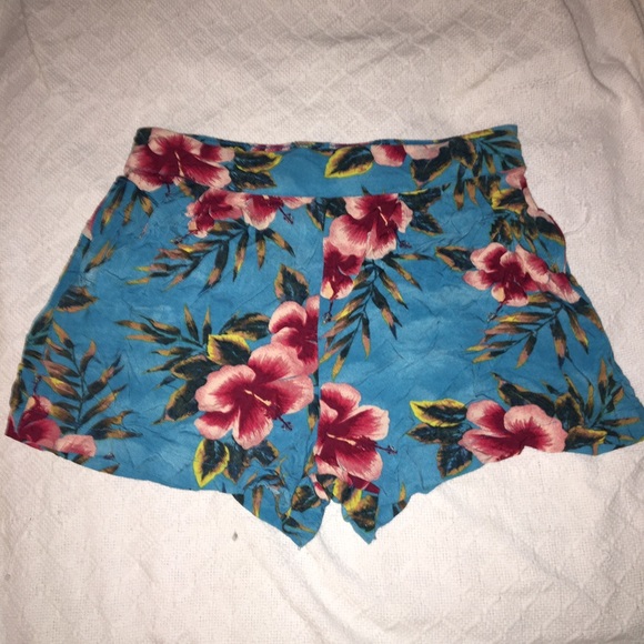 High waisted tropical shorts