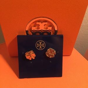 Gold Tory Burch Logo Earrings