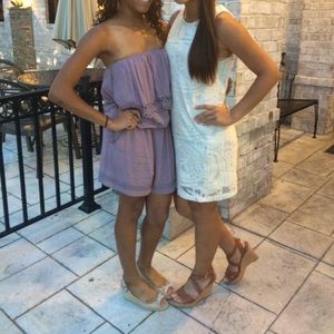 Purple strapless romper