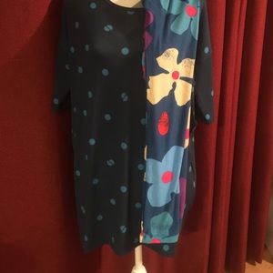 Blue color block flower leggings HTF Unicorn OS