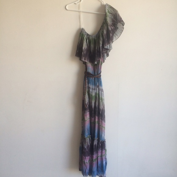 Purple off the shoulder maxi dress