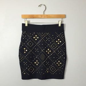 Gold Studded Bebe Bodycon Skirt