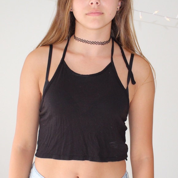 H&M black cropped halter