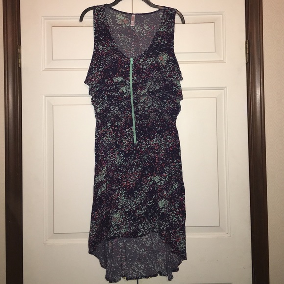 Blue Floral High Low Dress
