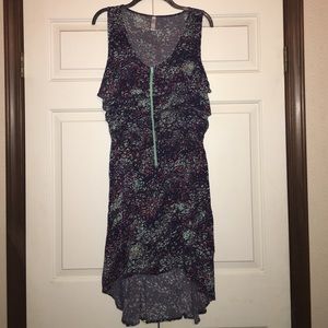 Blue Floral High Low Dress