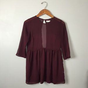 Maroon Sheer Flowy Blouse by Garage