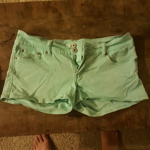 Levi's shorty short teal shorts.