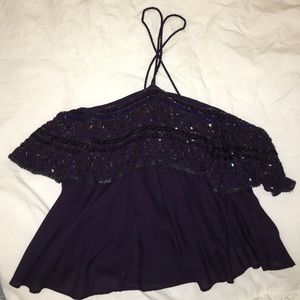 FREE PEOPLE beaded halter tank size SMALL