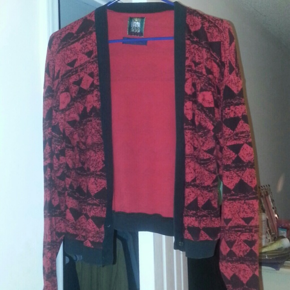 Red& black cardigan