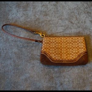 Genuine Canvas and Suede Coach Wristlet