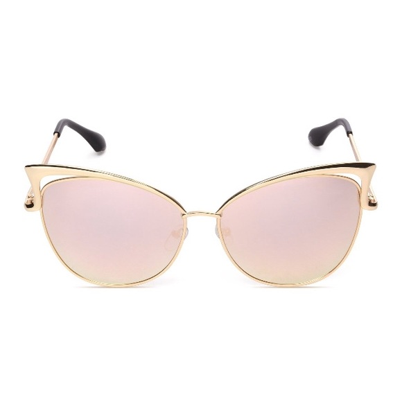 Gold Pink Cateye Mirror Sunglasses - Picture 2 of 2