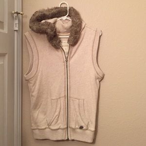 Aeropostale Fall vest with furry hoodie!