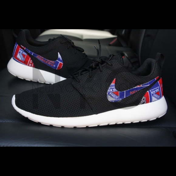 Nike Roshe One Black New York Rangers Custom Men & Women Nike Roshe One Black New York Rangers Custom Men & Women