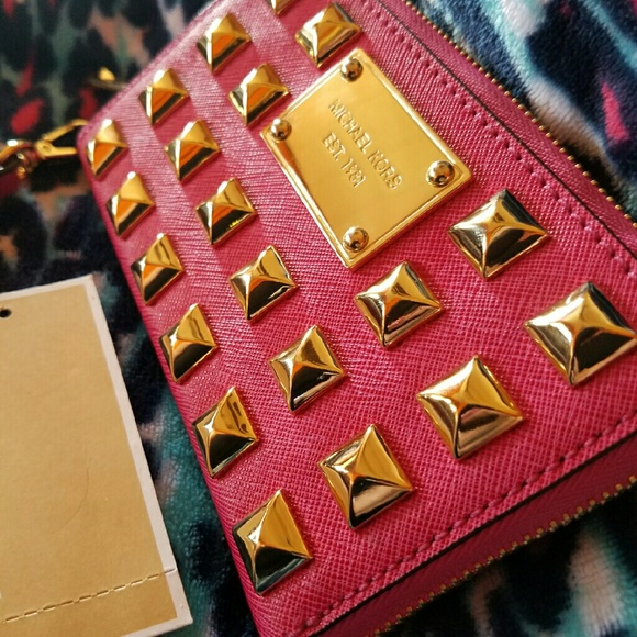 Pink studded wallet
