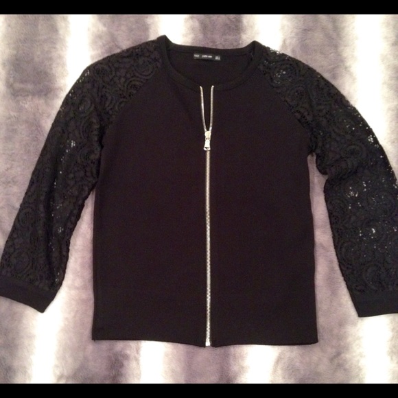Zara black knit zip up sweater