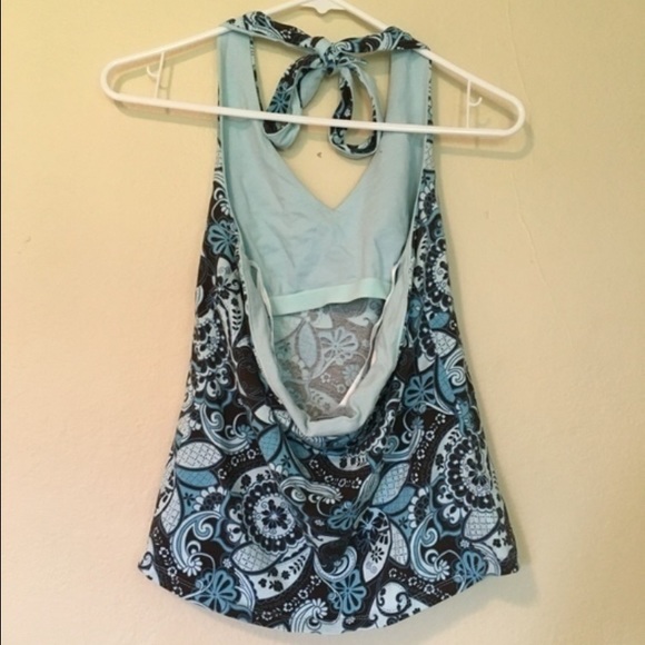 Ann Taylor Blue & Brown Floral Halter Top - Picture 2 of 4
