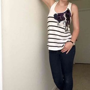 Navy and white striped tank