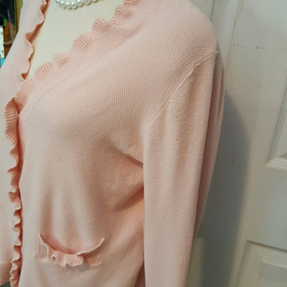 J JILL COTTON CARDIGAN SOFT PINK - Picture 3 of 4