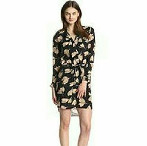 Lucky Brand M leaf print drawstring shirt dress
