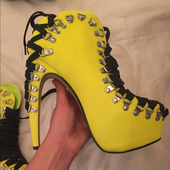5 inch bright yellow heels