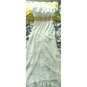 White maxi dress with crochet detail