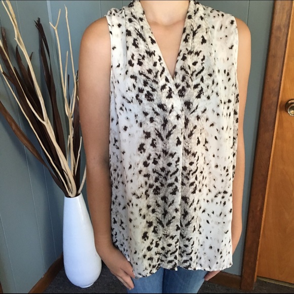 Snow Leopard Print Blouse Shell - SZ L