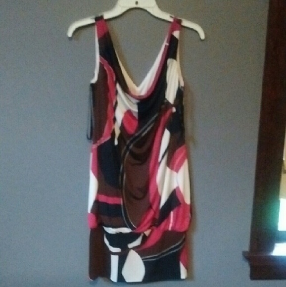 Bisou Bisou Size 4 Black and Pink Sleeveless Dress
